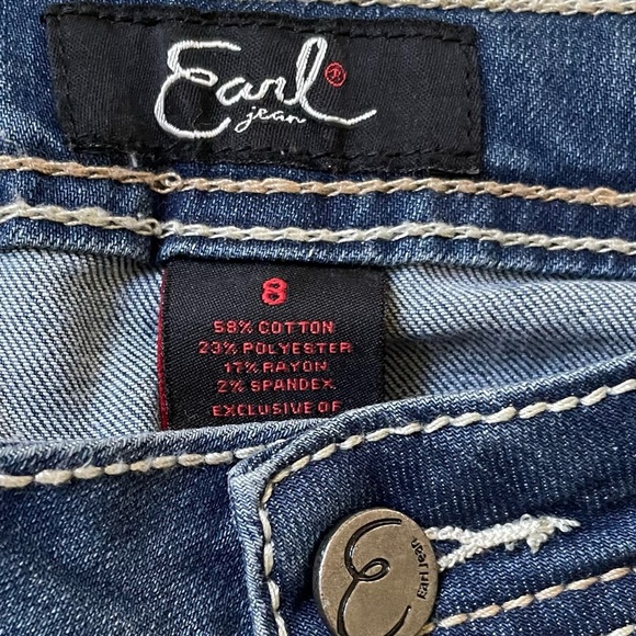 NWT Earl Straight Leg Medium Wash Embellished Pockets Zip Button Jeans Pants - Picture 3 of 13